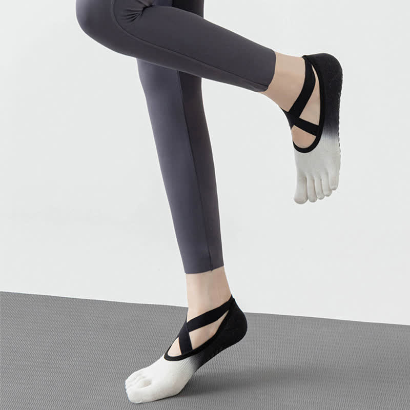 Chaussettes de yoga antidérapantes Olivenorma Gradient à cinq orteils pour femmes – Chaussettes respirantes avec séparation des orteils, semelle en silicone et adhérence optimale pour le Pilates et la barre, évacuant la transpiration. - image 3