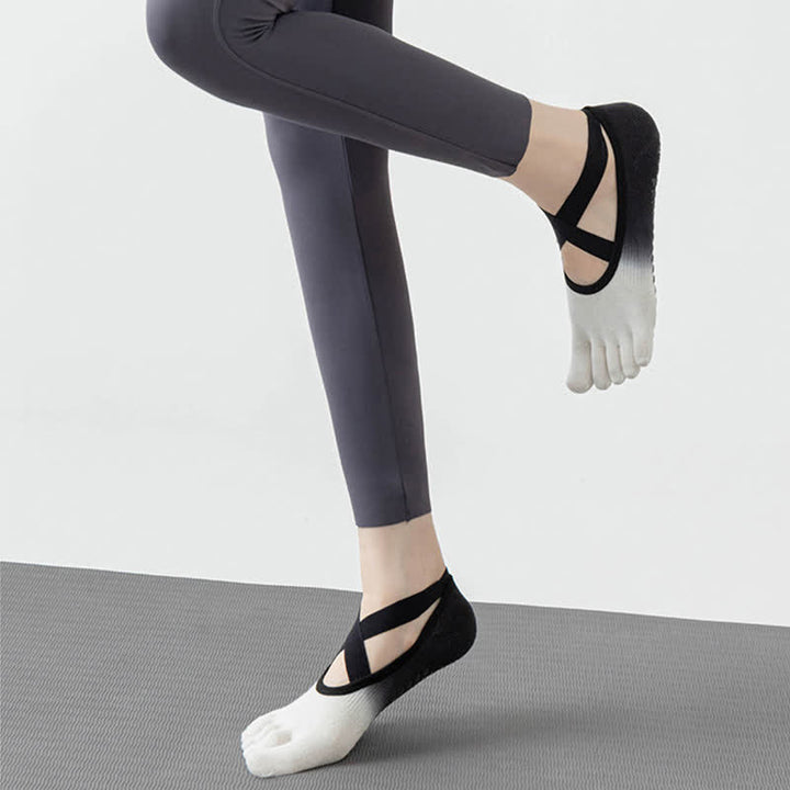 Chaussettes de yoga antidérapantes Olivenorma Gradient à cinq orteils pour femmes – Chaussettes respirantes avec séparation des orteils, semelle en silicone et adhérence optimale pour le Pilates et la barre, évacuant la transpiration. - image 3