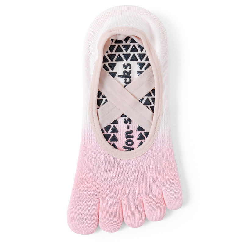 Chaussettes de yoga antidérapantes Olivenorma Gradient à cinq orteils pour femmes – Chaussettes respirantes avec séparation des orteils, semelle en silicone et adhérence optimale pour le Pilates et la barre, évacuant la transpiration. - Rose et blanc - 10 paires - image 14