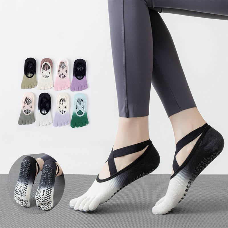 Chaussettes de yoga antidérapantes Olivenorma Gradient à cinq orteils pour femmes – Chaussettes respirantes avec séparation des orteils, semelle en silicone et adhérence optimale pour le Pilates et la barre, évacuant la transpiration. - image 7