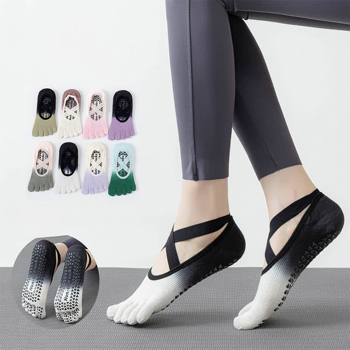 Chaussettes de yoga antidérapantes Olivenorma Gradient à cinq orteils pour femmes – Chaussettes respirantes avec séparation des orteils, semelle en silicone et adhérence optimale pour le Pilates et la barre, évacuant la transpiration. - image 7