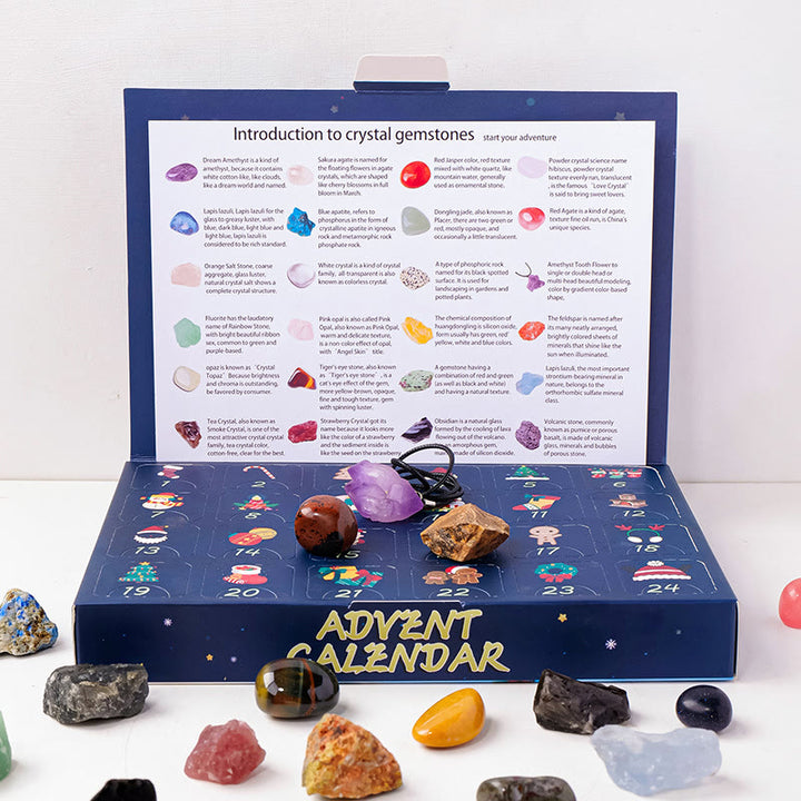 Calendrier de l'Avent en cristal Olivenorma Crystal Christmas Mystery Box Série 2026 - 24 pièces de pierre brute et de pierre polie - image 6