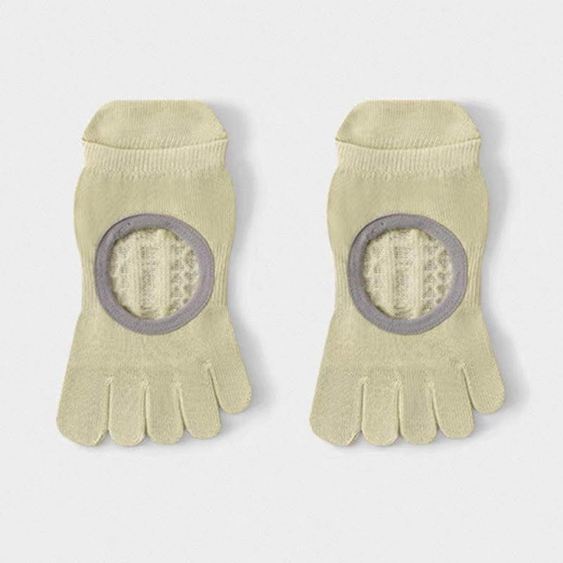 Chaussettes de yoga Olivenorma à cinq orteils antidérapantes et ouvertes sur le dessus - Vert clair - 6 paires - image 3