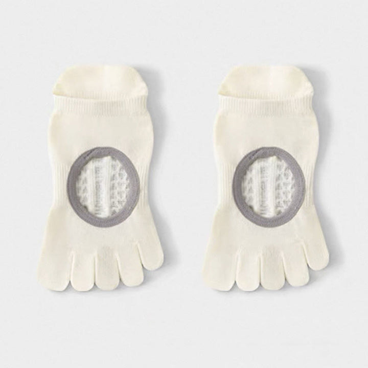 Chaussettes de yoga Olivenorma à cinq orteils antidérapantes et ouvertes sur le dessus - Blanc - 6 paires - image 12