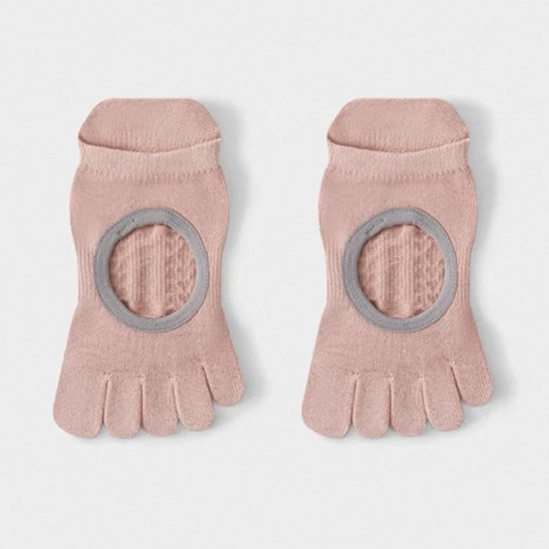 Chaussettes de yoga Olivenorma à cinq orteils antidérapantes et ouvertes sur le dessus - Rose - 6 paires - image 9
