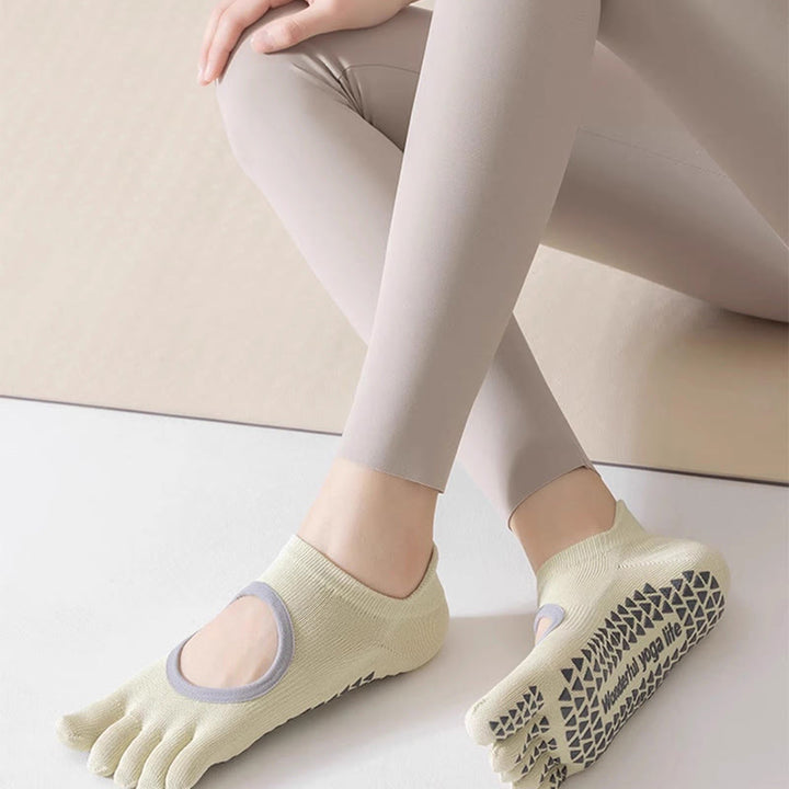 Chaussettes de Pilates Olivenorma à cinq orteils, antidérapantes et adhérentes, pour femmes, en coton respirant, avec séparation des orteils et semelle antidérapante en silicone. - image 8
