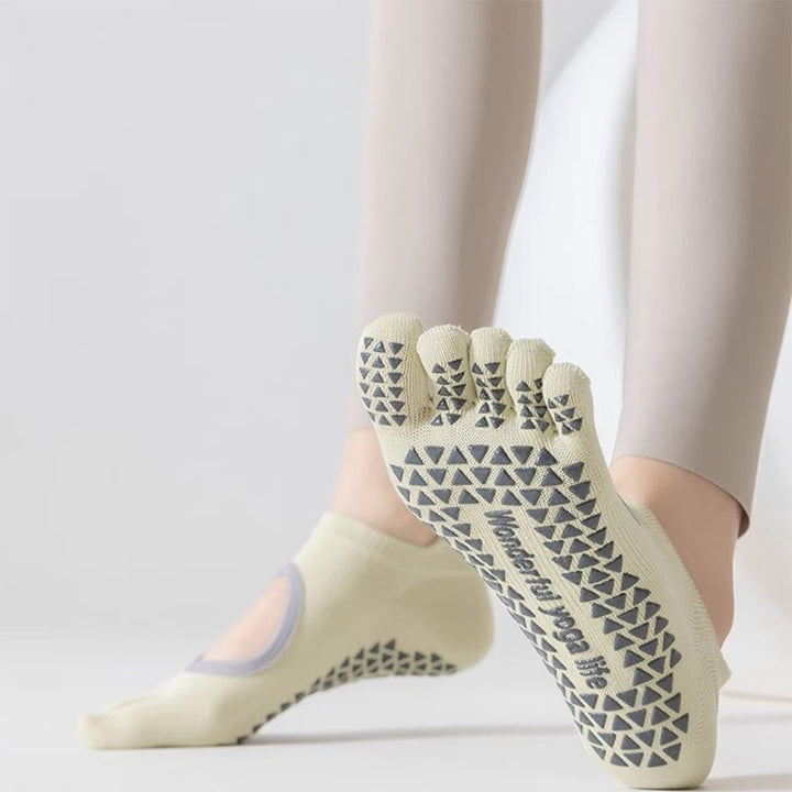 Chaussettes de yoga Olivenorma à cinq orteils antidérapantes et ouvertes sur le dessus - image 7