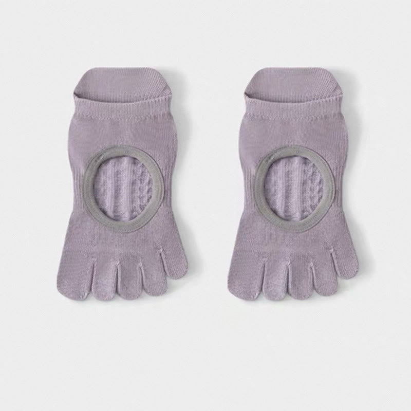 Chaussettes de Pilates Olivenorma à cinq orteils, antidérapantes et adhérentes, pour femmes, en coton respirant, avec séparation des orteils et semelle antidérapante en silicone. - Violet - 10 paires - image 1