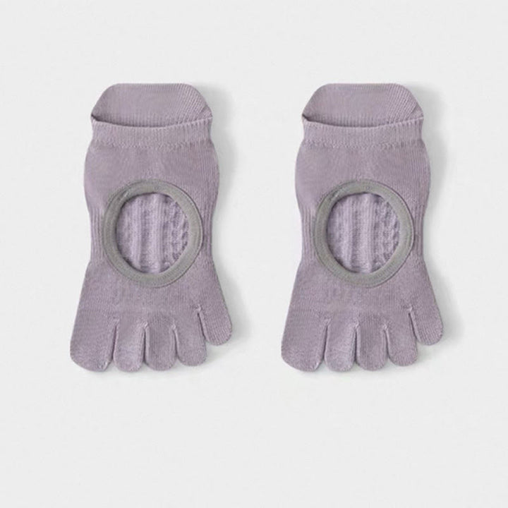 Chaussettes de Pilates Olivenorma à cinq orteils, antidérapantes et adhérentes, pour femmes, en coton respirant, avec séparation des orteils et semelle antidérapante en silicone. - Violet - 10 paires - image 1