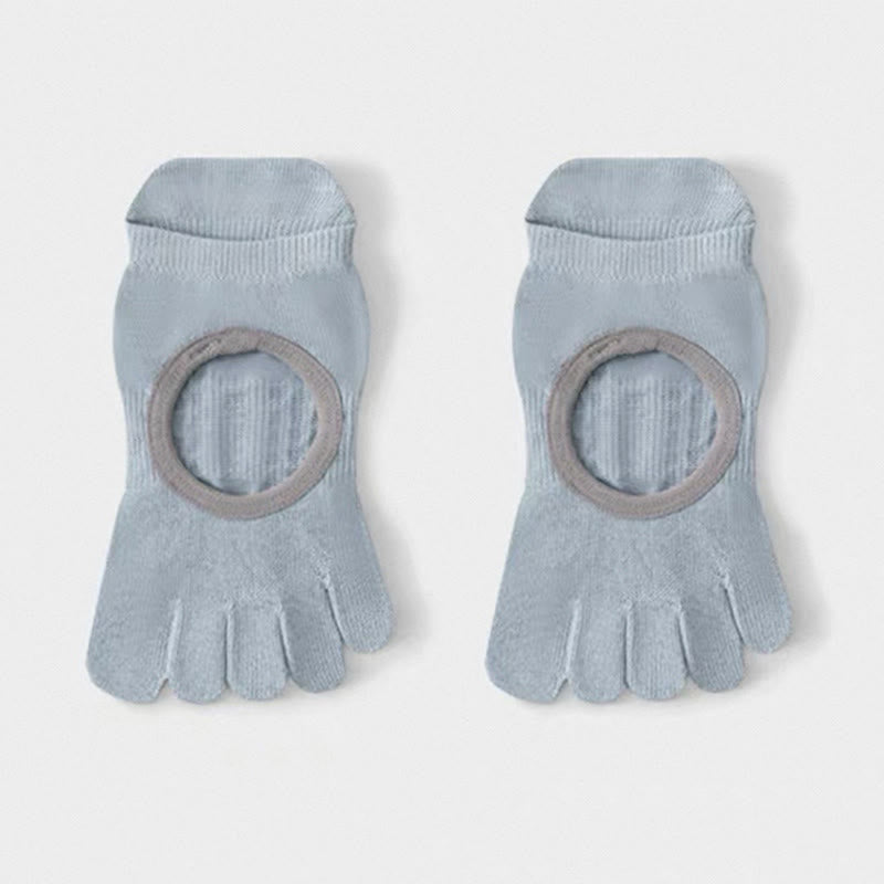 Chaussettes de Pilates Olivenorma à cinq orteils, antidérapantes et adhérentes, pour femmes, en coton respirant, avec séparation des orteils et semelle antidérapante en silicone. - Bleu - 10 paires - image 2
