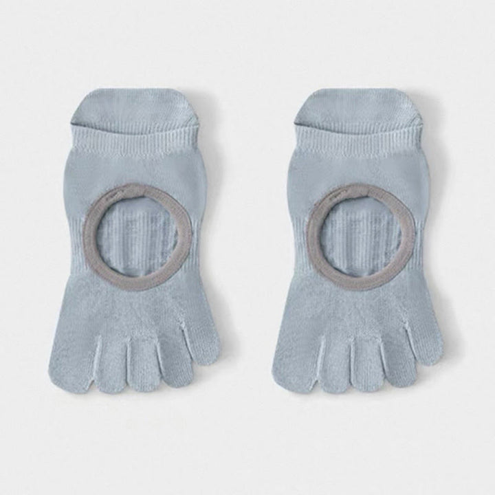 Chaussettes de Pilates Olivenorma à cinq orteils, antidérapantes et adhérentes, pour femmes, en coton respirant, avec séparation des orteils et semelle antidérapante en silicone. - Bleu - 10 paires - image 2