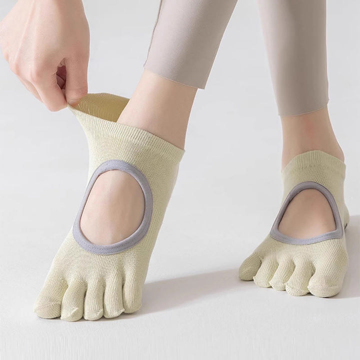 Chaussettes de Pilates Olivenorma à cinq orteils, antidérapantes et adhérentes, pour femmes, en coton respirant, avec séparation des orteils et semelle antidérapante en silicone. - image 5