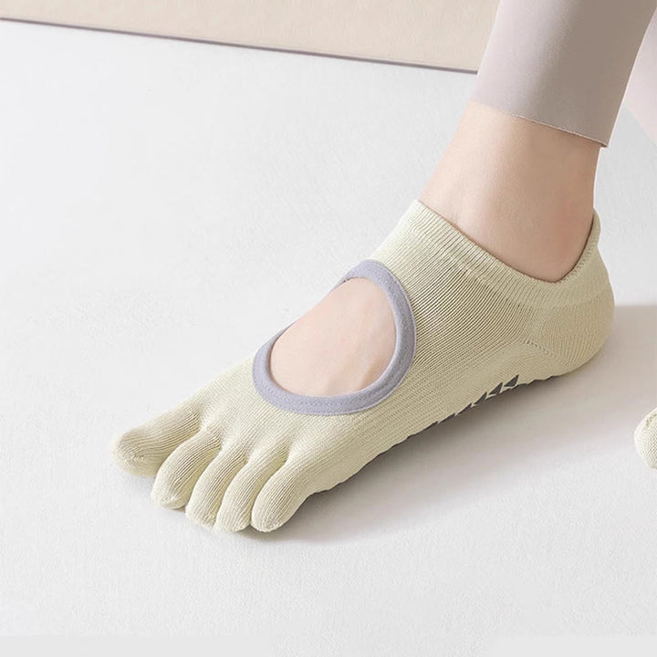 Chaussettes de Pilates Olivenorma à cinq orteils, antidérapantes et adhérentes, pour femmes, en coton respirant, avec séparation des orteils et semelle antidérapante en silicone. - image 4