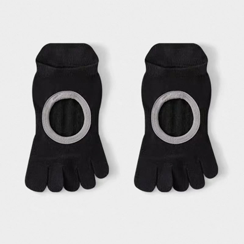 Chaussettes de yoga Olivenorma à cinq orteils antidérapantes et ouvertes sur le dessus - Noir - 6 paires - image 14