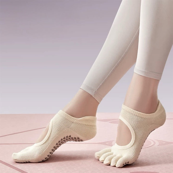 Chaussettes de yoga Olivenorma à cinq orteils antidérapantes et ouvertes sur le dessus - image 16
