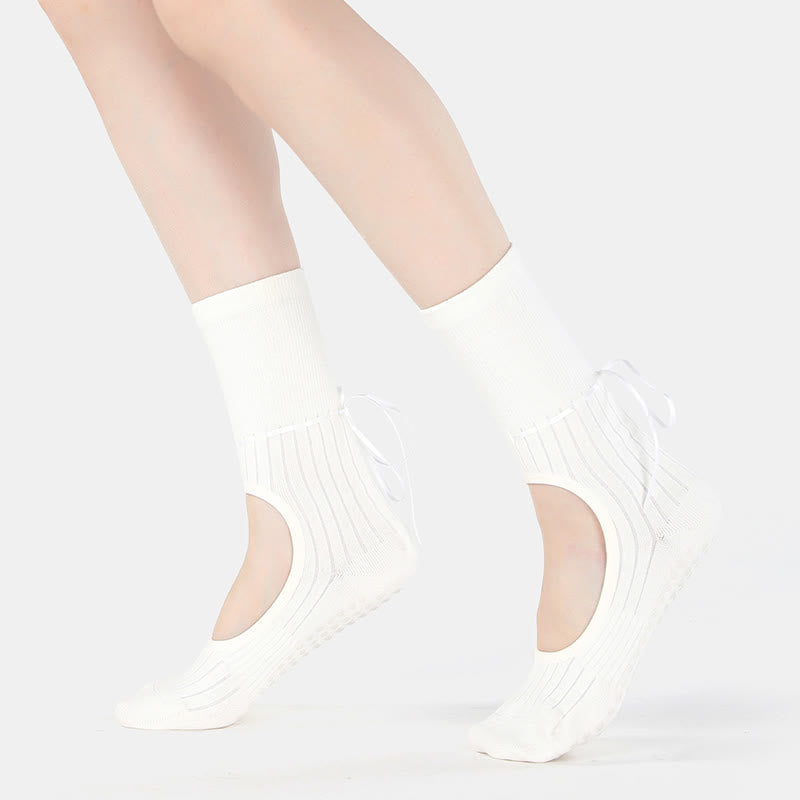 Chaussettes de danse Pilates et barre au dos Olivenorma avec bride ruban antidérapante et sangle ajustable, respirantes et confortables pour le yoga - image 10