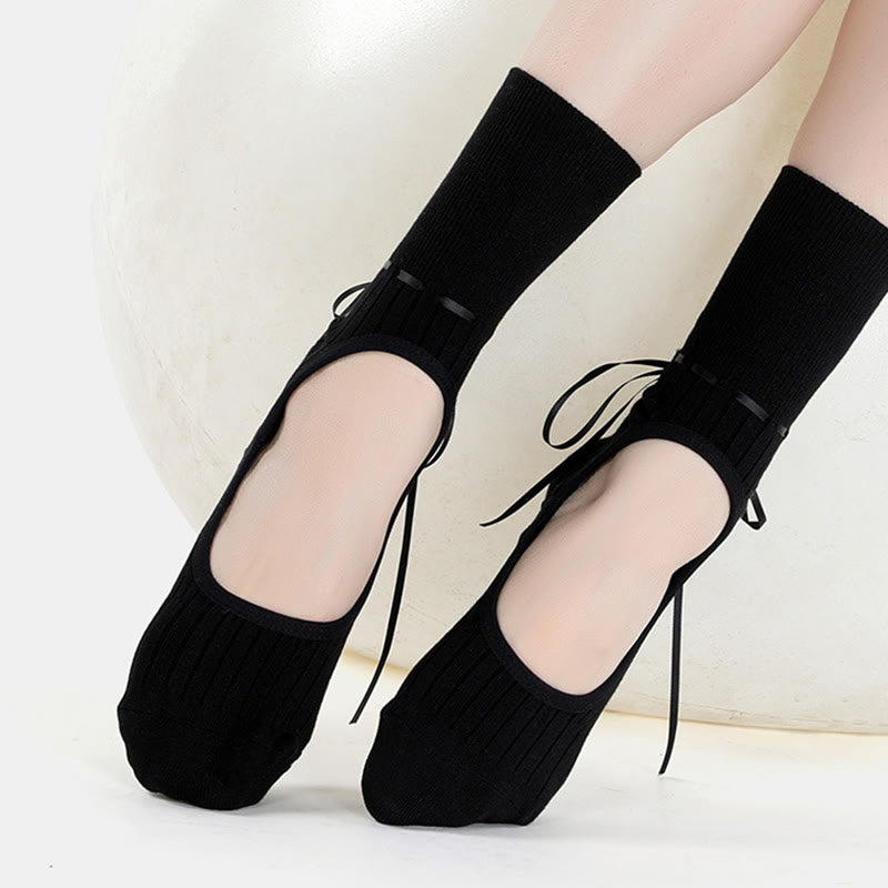 Chaussettes de yoga et de fitness Olivenorma à cordon de serrage antidérapant et sans dos - image 4