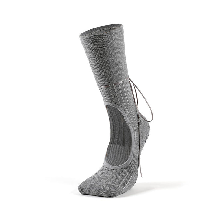Chaussettes de yoga et de fitness Olivenorma à cordon de serrage antidérapant et sans dos - Gris - 3 paires - image 13