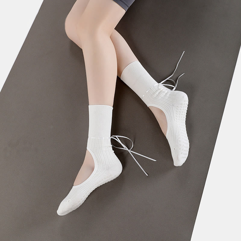 Chaussettes de danse Pilates et barre au dos Olivenorma avec bride ruban antidérapante et sangle ajustable, respirantes et confortables pour le yoga - image 11