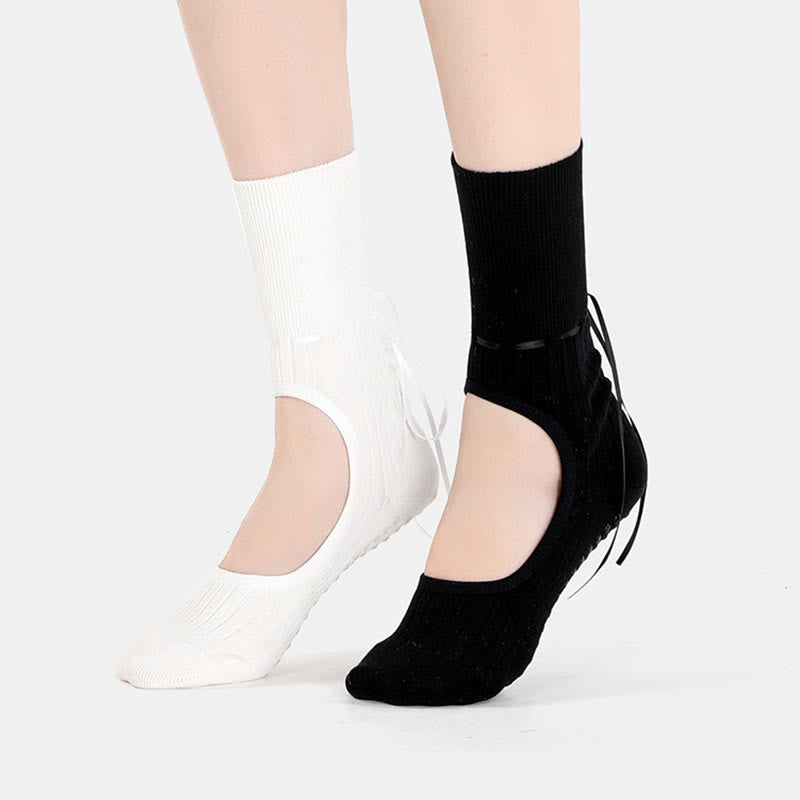 Chaussettes de yoga et de fitness Olivenorma à cordon de serrage antidérapant et sans dos - image 6