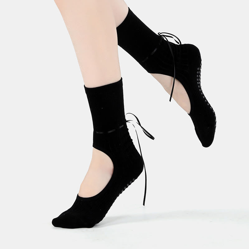 Chaussettes de yoga et de fitness Olivenorma à cordon de serrage antidérapant et sans dos - image 2