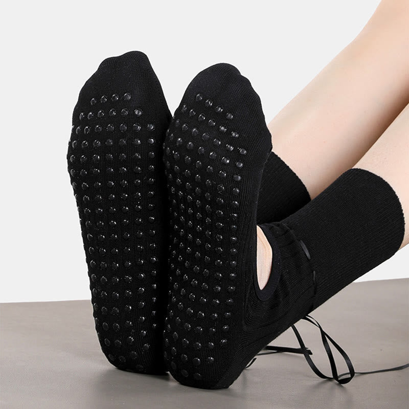 Chaussettes de danse Pilates et barre au dos Olivenorma avec bride ruban antidérapante et sangle ajustable, respirantes et confortables pour le yoga - image 5