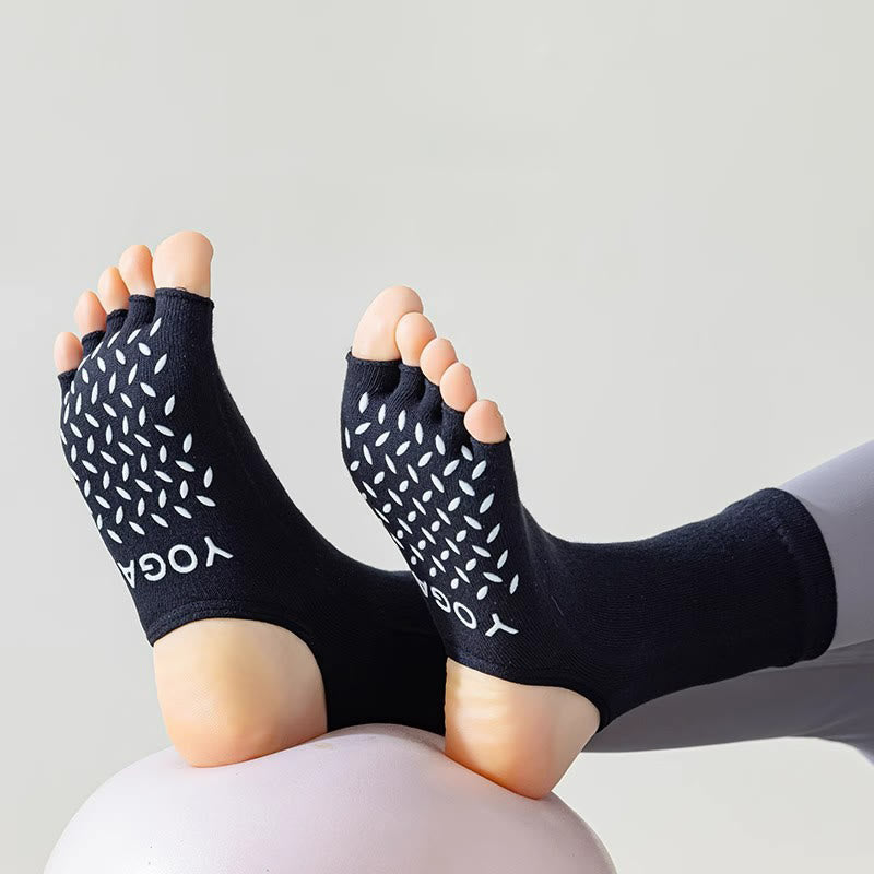 Chaussettes de yoga antidérapantes à cinq orteils à bout ouvert Olivenorma pour femmes - image 1