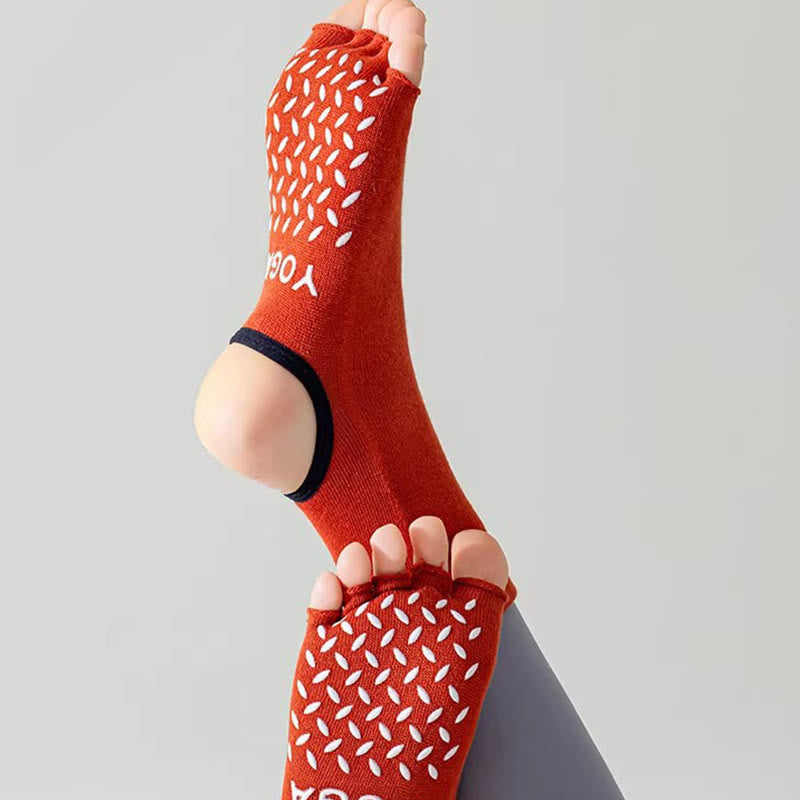 Chaussettes de yoga antidérapantes à cinq orteils à bout ouvert Olivenorma pour femmes - image 12