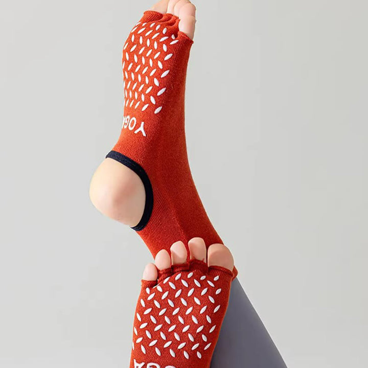 Chaussettes de yoga antidérapantes à cinq orteils à bout ouvert Olivenorma pour femmes - image 12