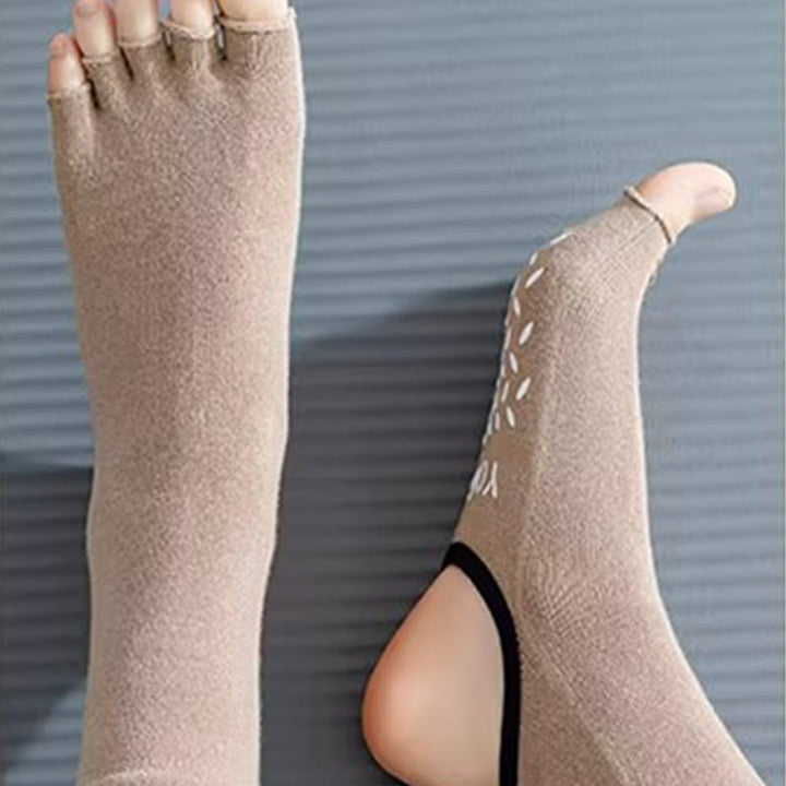 Chaussettes de Pilates Olivenorma pour femmes, antidérapantes, avec séparation respirante des orteils et conception stable pour l'entraînement en studio. Chaussettes de yoga à cinq orteils ouvertes. - image 8