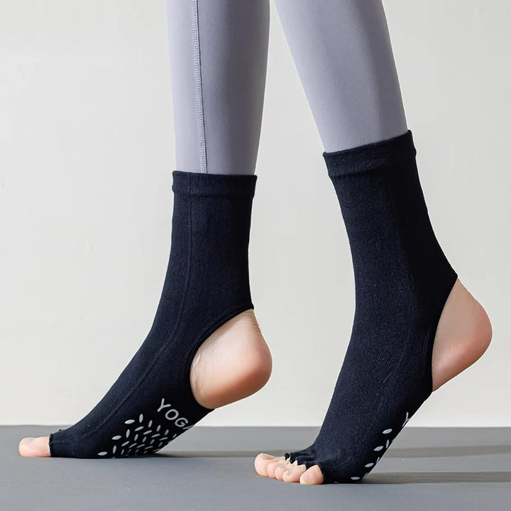 Chaussettes de yoga antidérapantes à cinq orteils à bout ouvert Olivenorma pour femmes - Chaque couleur - 4 paires (une paire de chaque couleur) - image 0