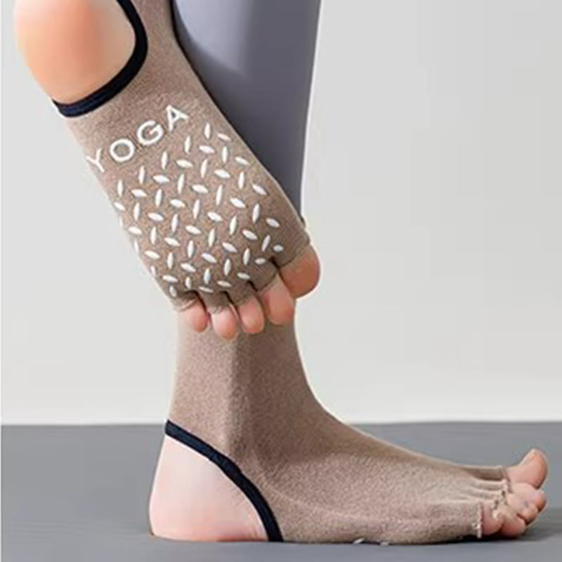 Chaussettes de yoga antidérapantes à cinq orteils à bout ouvert Olivenorma pour femmes - image 9