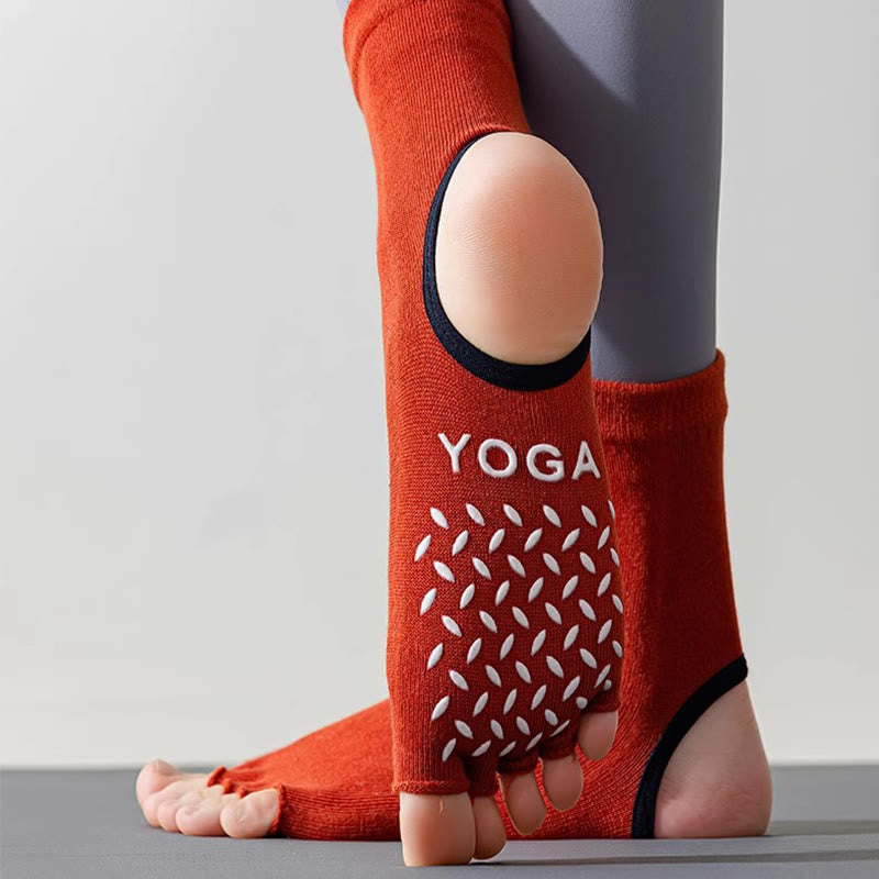 Chaussettes de yoga antidérapantes à cinq orteils à bout ouvert Olivenorma pour femmes - image 13
