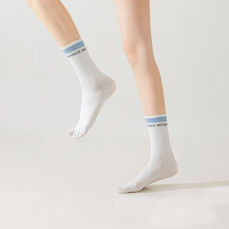 Chaussettes de Pilates mi-mollet Olivenorma en silicone antidérapantes avec séparation des orteils, respirantes et offrant une excellente adhérence au niveau des cinq orteils, idéales pour le yoga et le fitness. - image 10