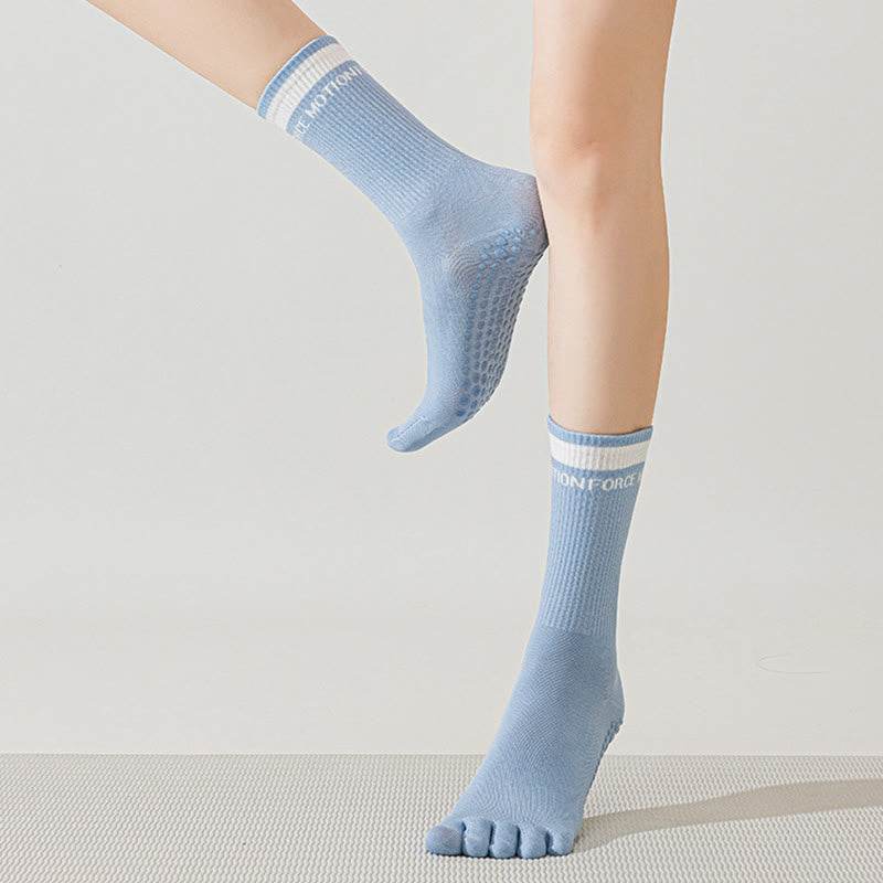 Chaussettes de Pilates mi-mollet Olivenorma en silicone antidérapantes avec séparation des orteils, respirantes et offrant une excellente adhérence au niveau des cinq orteils, idéales pour le yoga et le fitness. - image 13