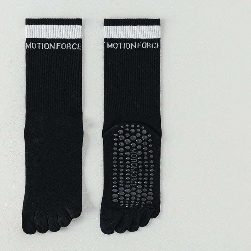 Chaussettes de Pilates mi-mollet Olivenorma en silicone antidérapantes avec séparation des orteils, respirantes et offrant une excellente adhérence au niveau des cinq orteils, idéales pour le yoga et le fitness. - Noir - 10 paires - image 16