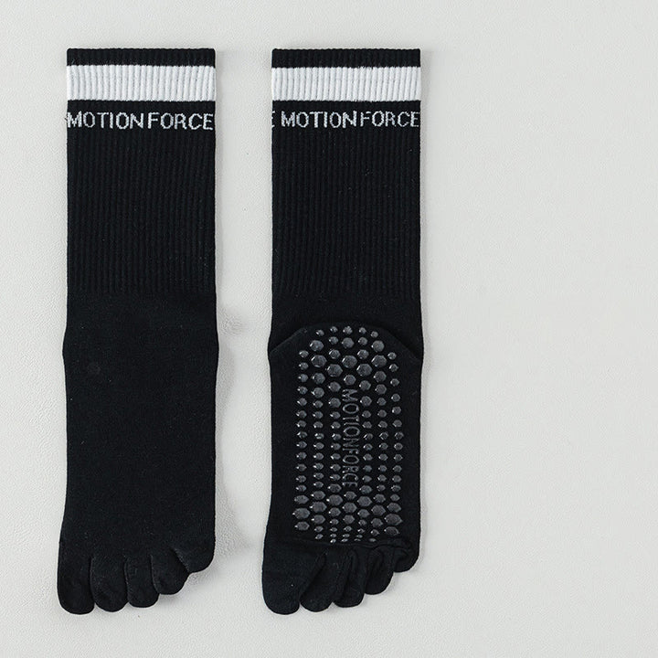 Chaussettes de Pilates mi-mollet Olivenorma en silicone antidérapantes avec séparation des orteils, respirantes et offrant une excellente adhérence au niveau des cinq orteils, idéales pour le yoga et le fitness. - Noir - 10 paires - image 16