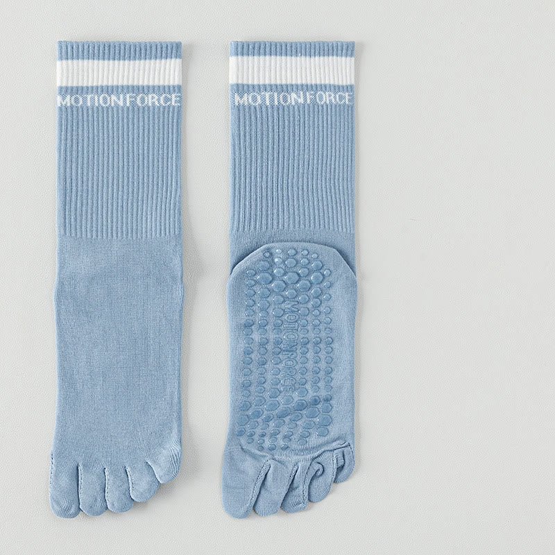 Chaussettes de Pilates mi-mollet Olivenorma en silicone antidérapantes avec séparation des orteils, respirantes et offrant une excellente adhérence au niveau des cinq orteils, idéales pour le yoga et le fitness. - Bleu - 10 paires - image 12