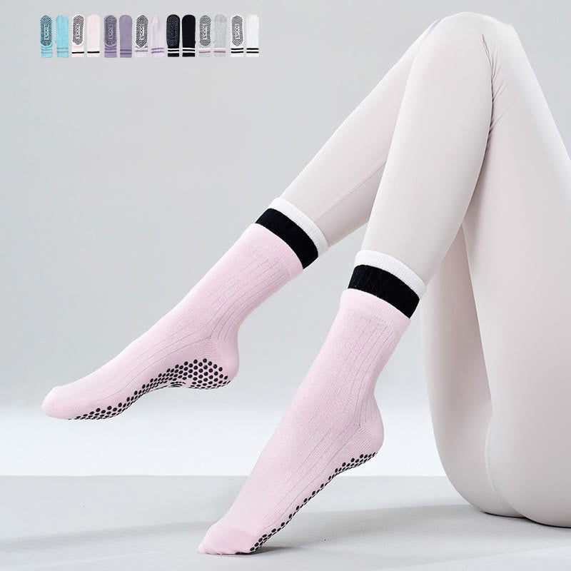 Chaussettes de yoga et de Pilates Olivenorma Floor Grip, confortables et élastiques, mi-mollet, en coton respirant. Antidérapantes, elles offrent un maintien élastique et une excellente adhérence. - Blanc - 10 paires - image 7