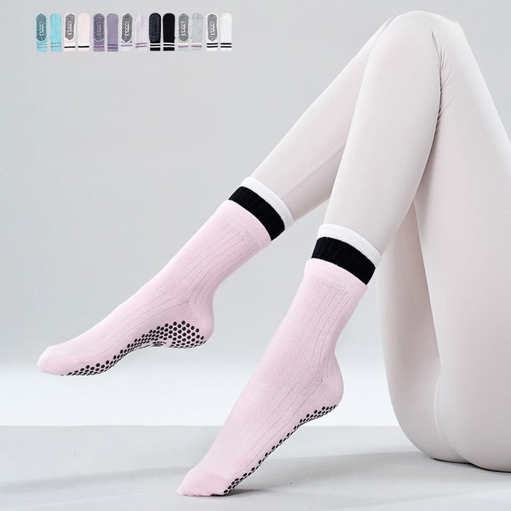 Chaussettes de yoga et de Pilates Olivenorma Floor Grip, confortables et élastiques, mi-mollet, en coton respirant. Antidérapantes, elles offrent un maintien élastique et une excellente adhérence. - Blanc - 10 paires - image 7