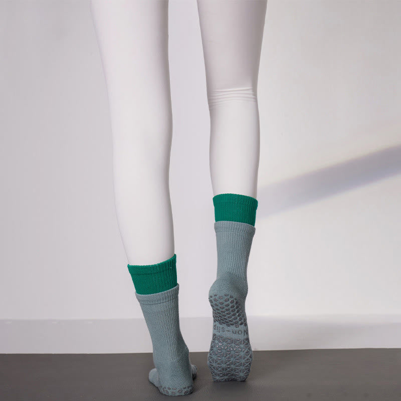 Chaussettes de yoga et de Pilates Olivenorma Floor Grip, confortables et élastiques, mi-mollet, en coton respirant. Antidérapantes, elles offrent un maintien élastique et une excellente adhérence. - Sarcelle - 10 paires - image 13