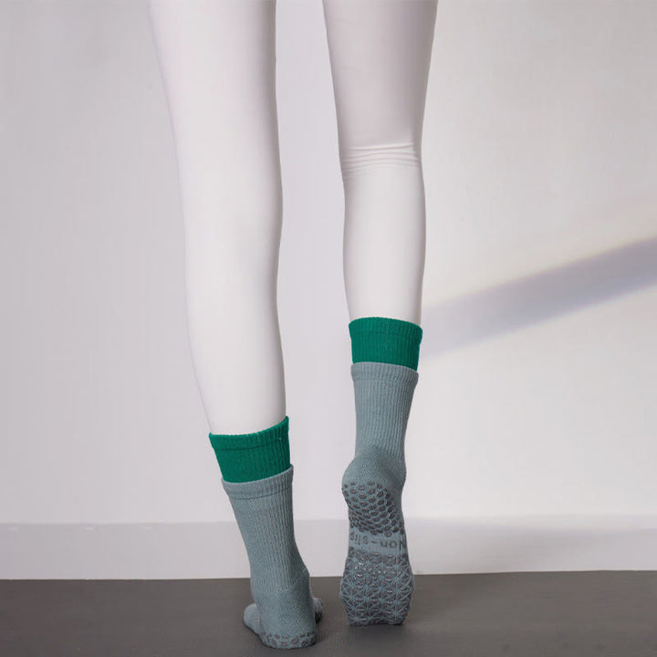 Chaussettes de yoga et de Pilates Olivenorma Floor Grip, confortables et élastiques, mi-mollet, en coton respirant. Antidérapantes, elles offrent un maintien élastique et une excellente adhérence. - Sarcelle - 10 paires - image 13