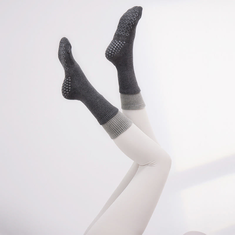 Chaussettes de yoga et de pilates mi-mollet antidérapantes Olivenorma pour femmes - Gris titane - 13 paires - image 14