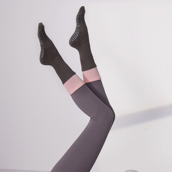 Chaussettes de yoga et de pilates mi-mollet antidérapantes Olivenorma pour femmes - Rose gris - 13 paires - image 11