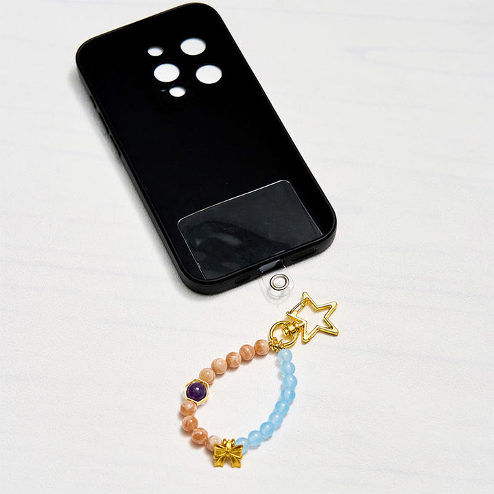 Porte-clés Olivenorma en pierre de soleil et aigue-marine, dragonne en cristal pour téléphone - image 1