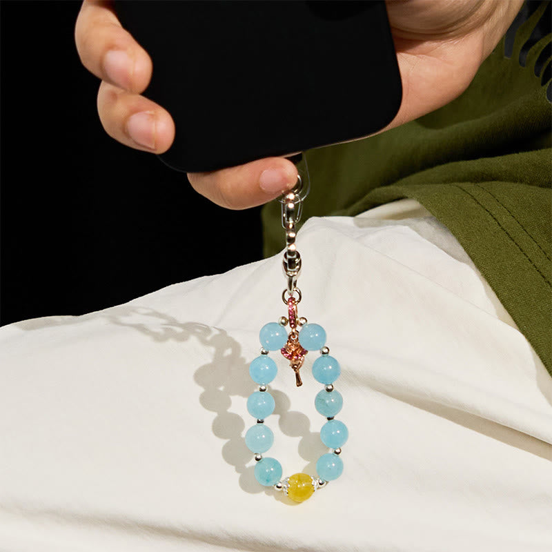 Porte-clés Olivenorma en aigue-marine et citrine, dragonne en cristal pour téléphone - image 1