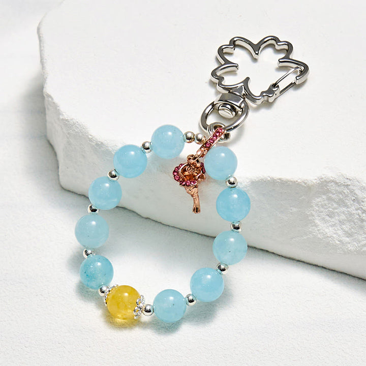 Porte-clés Olivenorma en aigue-marine et citrine, dragonne en cristal pour téléphone - Aigue-marine et citrine - image 0