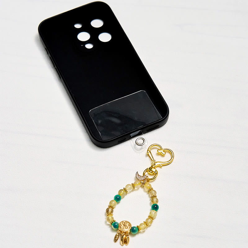 Porte-clés Olivenorma en agate bonbon et quartz rutile doré, dragonne en cristal pour téléphone - image 1