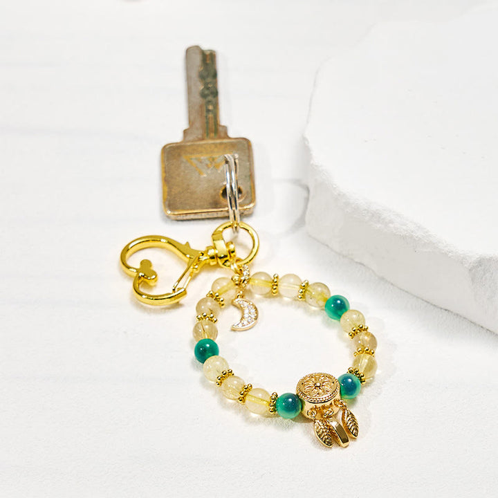 Porte-clés Olivenorma en agate bonbon et quartz rutile doré, dragonne en cristal pour téléphone - image 2