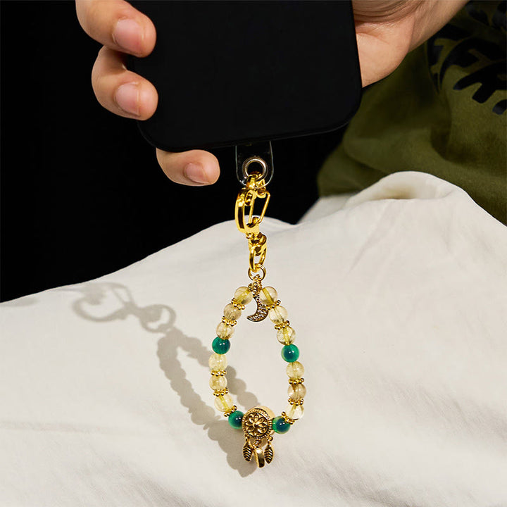 Porte-clés Olivenorma en agate bonbon et quartz rutile doré, dragonne en cristal pour téléphone - image 3